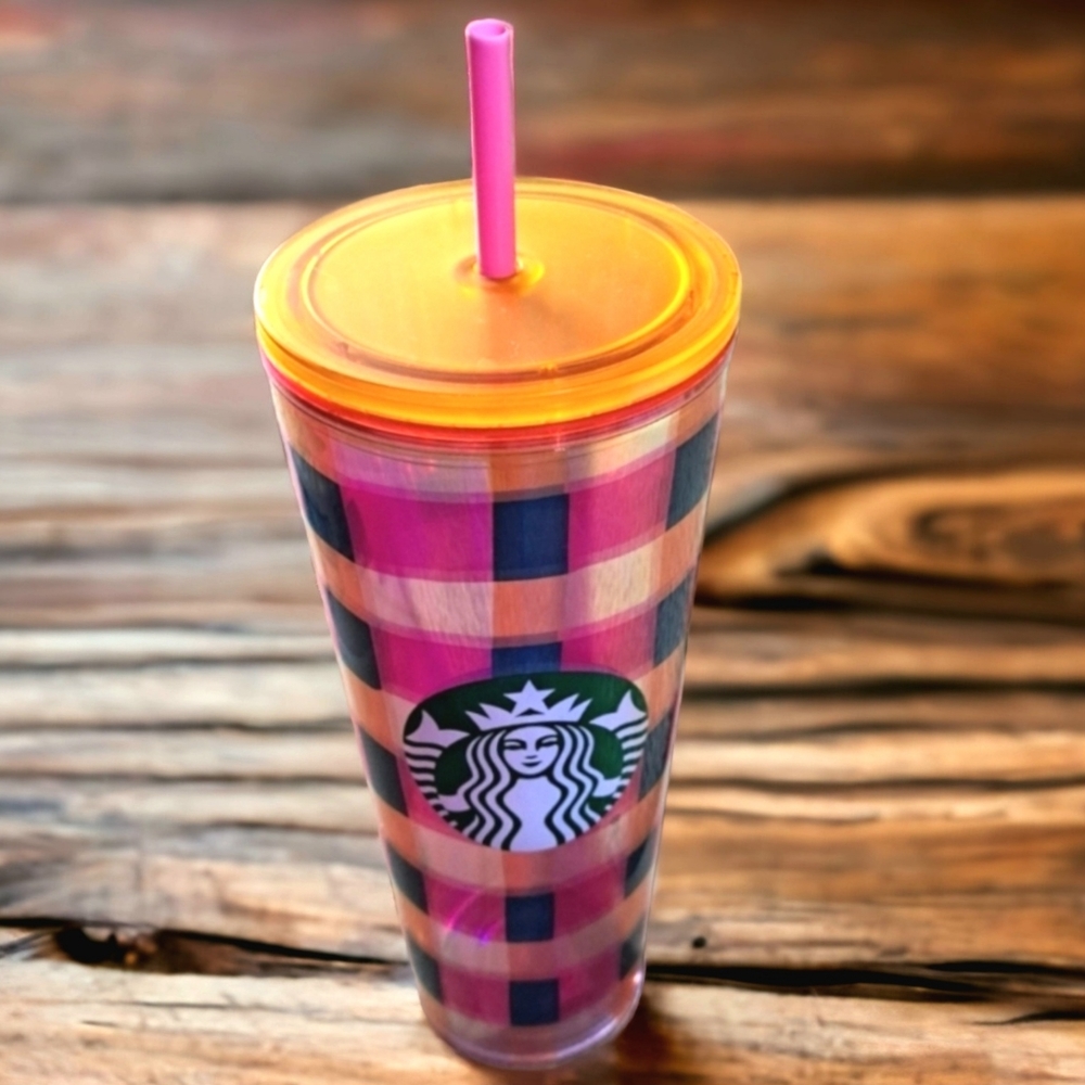 Starbucks 2023 Limited Edition Multi Color Plaid Tumbler 24oz NWT